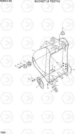 7330 BUCKET (4 TEETH) R260LC-9S(BRAZIL), Hyundai