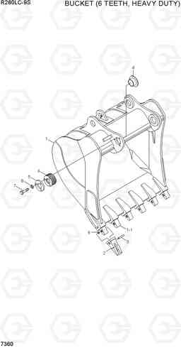 7360 BUCKET (6 TEETH, HEAVY DUTY) R260LC-9S(BRAZIL), Hyundai