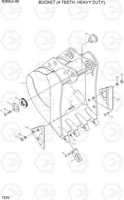 7370 BUCKET (4 TEETH, HEAVY DUTY) R260LC-9S(BRAZIL), Hyundai