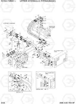 3105 UPPER HYDRAULIC PIPING(BASE) R210LC-7(#98001-), Hyundai