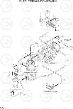 3250 PILOT HYDRAULIC PIPING(BASE 3) R210LC-7(#98001-), Hyundai