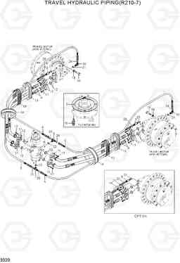 3320 TRAVEL HYD PIPING(R210-7) R210LC-7(#98001-), Hyundai