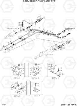 3401 BOOM HYD PIPING(5.68M, STD) R210LC-7(#98001-), Hyundai