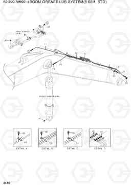 3410 BOOM GREASE LUB SYSTEM(5.68M, STD) R210LC-7(#98001-), Hyundai