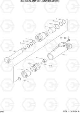 3453 QUICK CLAMP CYLINDER(DAEMO) R210LC-7(#98001-), Hyundai