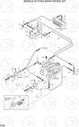 3725 SINGLE ACTING MAIN PIPING KIT R210LC-7(#98001-), Hyundai