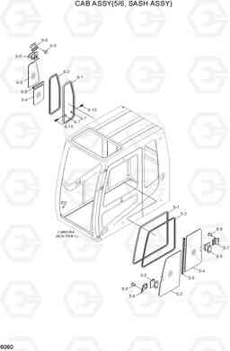 6060 CAB ASSY(5/6, SASH ASSY) R210LC-7(#98001-), Hyundai