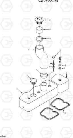 A540 VALVE COVER R210LC-7(#98001-), Hyundai