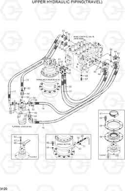 3120 UPPER HYDRAULIC PIPING(TRAVEL) R210LC-7H(#9001-), Hyundai