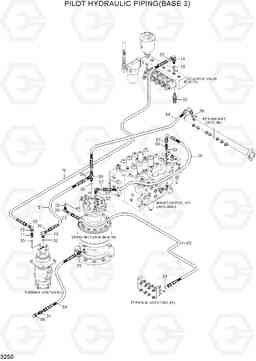 3250 PILOT HYDRAULIC PIPING(BASE 3) R210LC-7H(#9001-), Hyundai