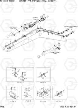 3403 BOOM HYD PIPING(5.20M, SHORT) R210LC-7H(#9001-), Hyundai