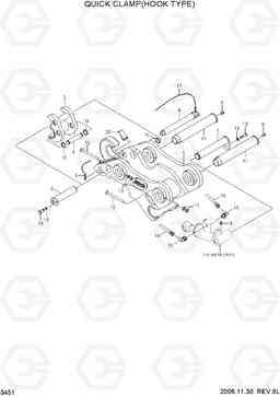 3451 QUICK CLAMP(HOOK TYPE) R210LC-7H(#9001-), Hyundai