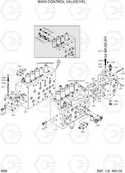 4050 MAIN CONTROL VALVE(1/5) R210LC-7H(#9001-), Hyundai