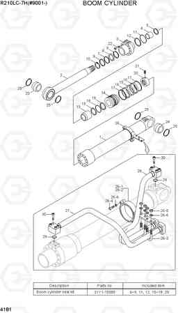 4181 BOOM CYLINDER R210LC-7H(#9001-), Hyundai