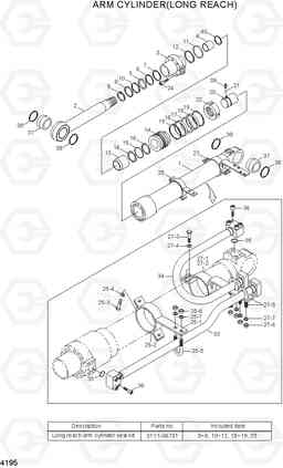 4195 ARM CYLINDER(LONG REACH) R210LC-7H(#9001-), Hyundai
