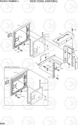 6240 SIDE COWL ASSY(RH) R210LC-7H(#9001-), Hyundai