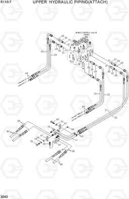 3040 UPPER HYDRAULIC PIPING(ATTACH) R110-7(INDIA), Hyundai