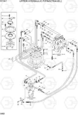 3050 UPPER HYDRAULIC PIPING(TRAVEL) R110-7(INDIA), Hyundai