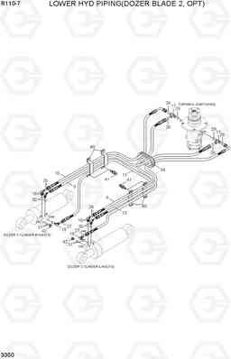 3350 TRAVEL HYD PIPING(DOZER BLADE 2, OPT) R110-7(INDIA), Hyundai