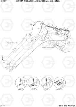 3410 BOOM GREASE LUB SYSTEM(4.3M, STD) R110-7(INDIA), Hyundai