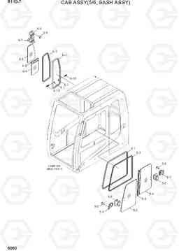 6060 CAB ASSY(5/6, SASH ASSY) R110-7(INDIA), Hyundai