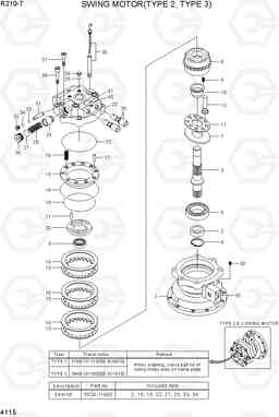 4115 SWING MOTOR (TYPE 2,TYPE 3) R210-7(INDIA), Hyundai