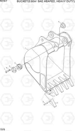 7370 BUCKET(0.90M3 SAE HEAPED, HEAVY DUTY) R210-7(INDIA), Hyundai