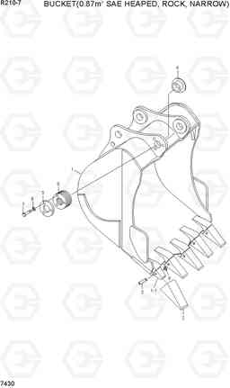 7430 BUCKET(0.87M3 SAE HEAPED, ROCK, NARROW) R210-7(INDIA), Hyundai