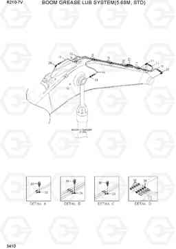 3410 BOOM GREASE LUB SYSTEM(5.68M, STD) R210-7V(INDIA), Hyundai