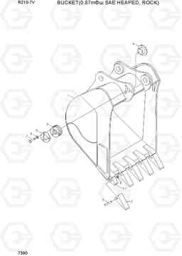 7390 BUCKET(0.87M3 SAE HEAPED, ROCK) R210-7V(INDIA), Hyundai