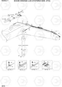3410 BOOM GREASE LUB SYSTEM(5.68M, STD) R220LC-7(INDIA), Hyundai