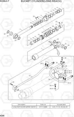 4205 BUCKET CYLINDER(LONG REACH) R220LC-7(INDIA), Hyundai