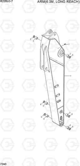 7240 ARM(6.3M, LONG REACH) R220LC-7(INDIA), Hyundai