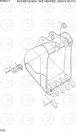 7370 BUCKET(0.90M3 SAE HEAPED, HEAVY DUTY) R220LC-7(INDIA), Hyundai