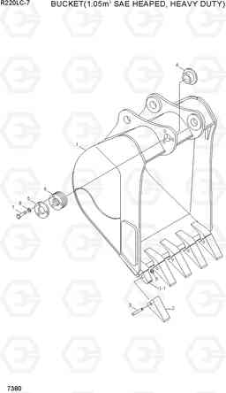 7380 BUCKET(1.05M3 SAE HEAPED, HEAVY DUTY) R220LC-7(INDIA), Hyundai