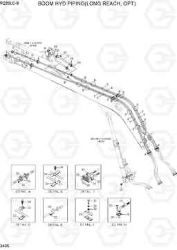 3405 BOOM HYD PIPING(LONG REACH, OPT) R220LC-9(INDIA), Hyundai