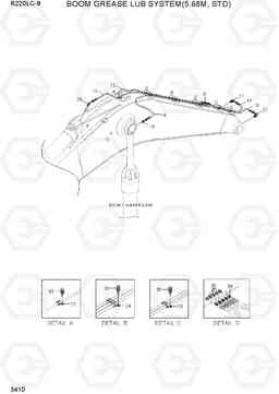 3410 BOOM GREASE LUB SYSTEM(5.68M, STD) R220LC-9(INDIA), Hyundai