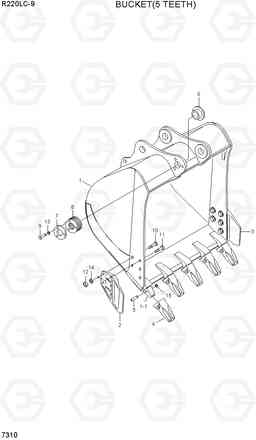 7310 BUCKET(5 TEETH) R220LC-9(INDIA), Hyundai