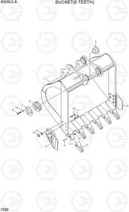 7330 BUCKET(6 TEETH) R220LC-9(INDIA), Hyundai