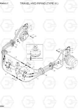 3301 TRAVEL HYD PIPING (TYPE 3) R340LC-7(INDIA), Hyundai
