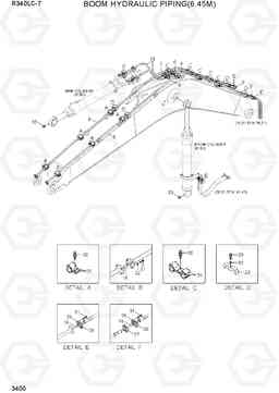 3400 BOOM HYDRAULIC PIPING(6.45M) R340LC-7(INDIA), Hyundai