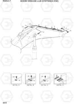 3410 BOOM GREASE LUB SYSTEM(6.45M) R340LC-7(INDIA), Hyundai