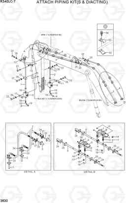 3630 ATTACH PIPING KIT(S & D/ACTING) R340LC-7(INDIA), Hyundai