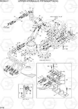 3110 UPPER HYDRAULIC PIPING(ATTACH) R510LC-7(INDIA), Hyundai