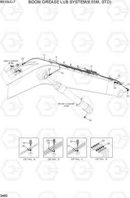 3460 BOOM GREASE LUB SYSTEM(6.55M, STD) R510LC-7(INDIA), Hyundai