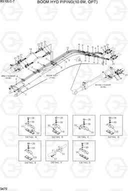 3470 BOOM HYD PIPING(10.0M, OPT) R510LC-7(INDIA), Hyundai