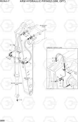 3500 ARM HYDRAULIC PIPING(3.38M, OPT) R510LC-7(INDIA), Hyundai