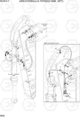 3530 ARM HYDRAULIC PIPING(2.90M, OPT) R510LC-7(INDIA), Hyundai