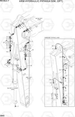 3540 ARM HYDRAULIC PIPING(4.50M, OPT) R510LC-7(INDIA), Hyundai