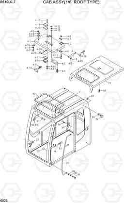 6025 CAB ASSY(1/6, ROOF TYPE) R510LC-7(INDIA), Hyundai